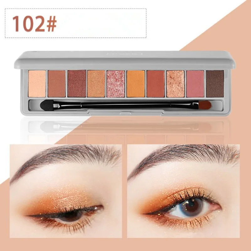 10 Colors A Set Earth Color Eyeshadow Palette Glitter Eye Palette Nude Beauty Maquiagem Matte Silky Pigments Eye Shadow Brush