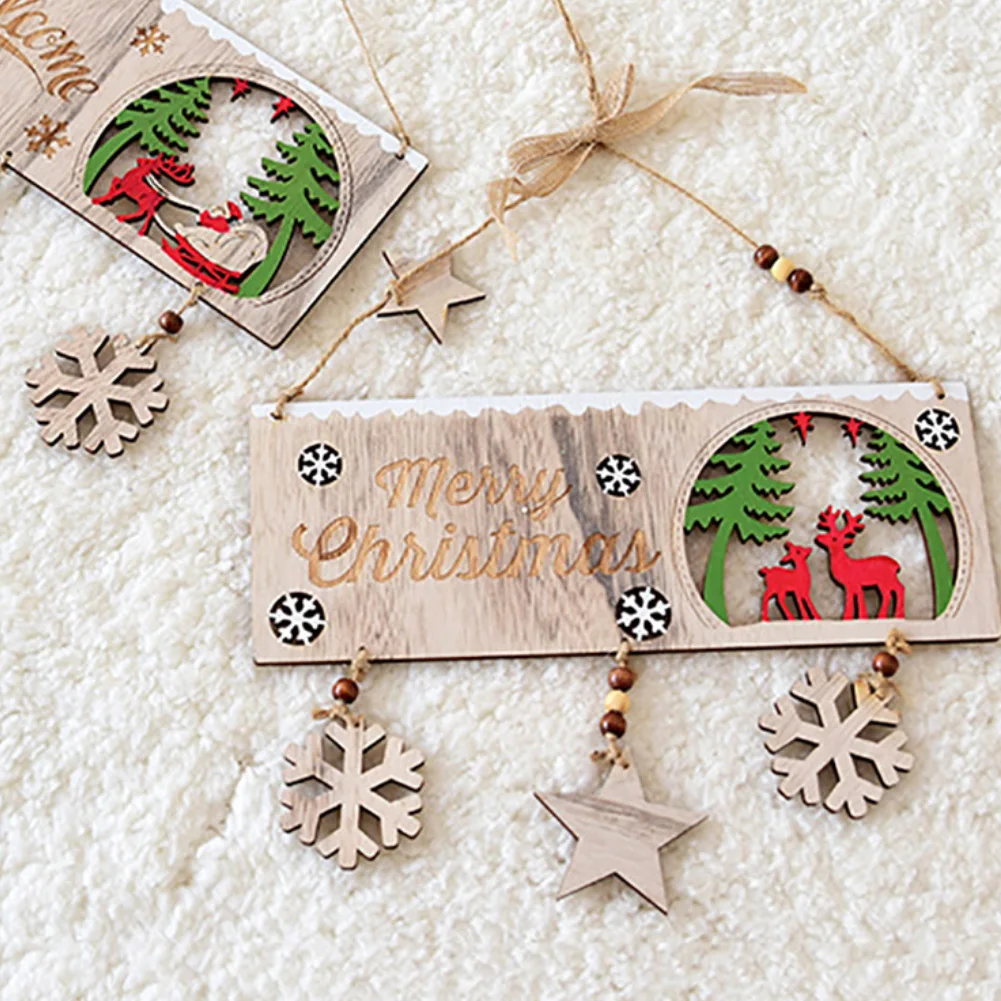Xmas Doorplate Star Snowflake Angel Dangle Welcome Doorplate Hanging Pendant Home Decor New