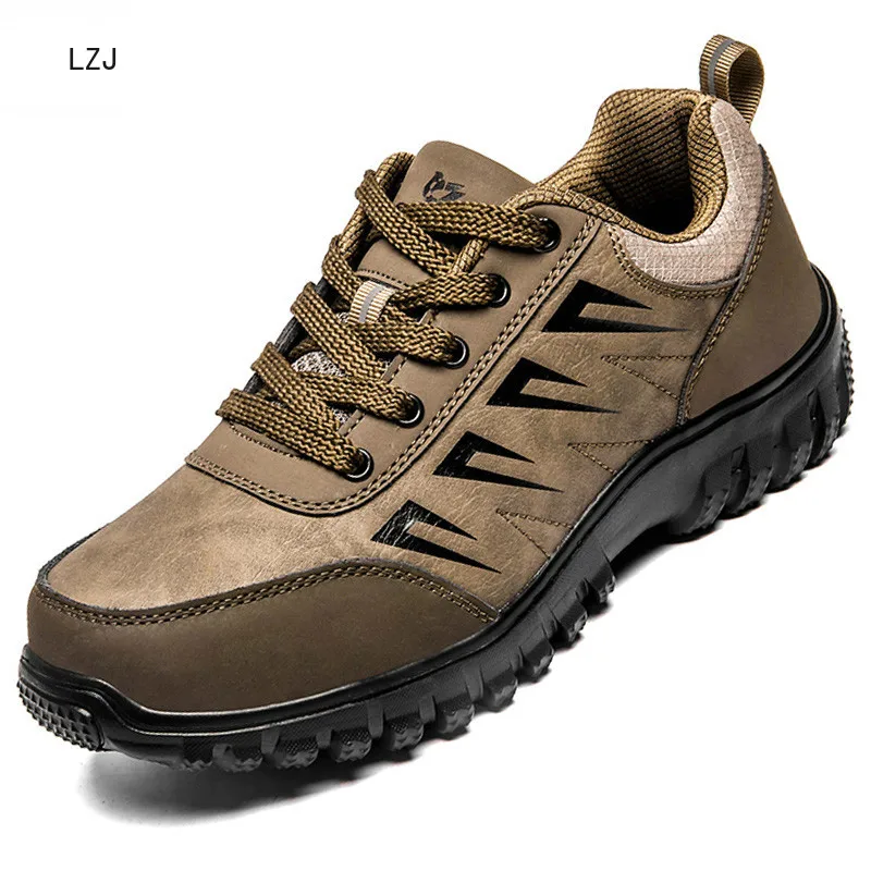 

LZJ 2019 Autumn New Mens Casual Shoes High Quality Leather Male Walking Sneakers Outdoor Breathable Flats Shoes Lace-up Trainers