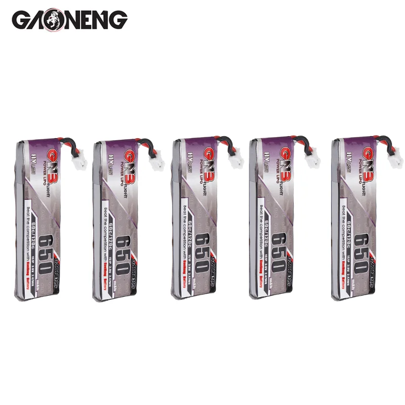 5 шт Gaoneng 3,8 V 650mAh 60C 1S HV 4,35 V Lipo аккумулятор PH2.0 разъем для Snapper7 E010 M80S Beta85 FPV Cine Whoop BetaFPV Дрон