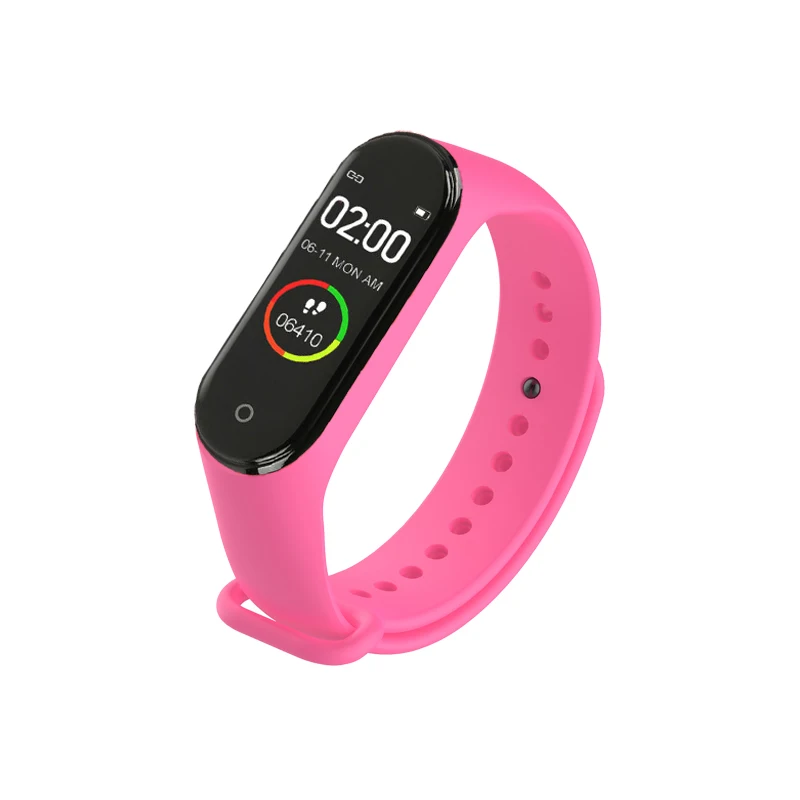 New Smart Color Screen M4 Watch New label High Quality Blood Pressure Monitor Men And women Sports Tracker Pedometer Bracelet - Цвет: Pink