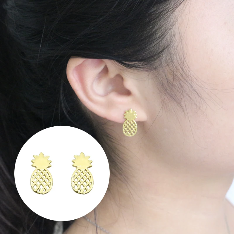 

Fashion New Simple Fruit Hollow Pineapple Modeling Earrings Temperament Girls Wedding Earrings Jewelry Selection Direct Sales