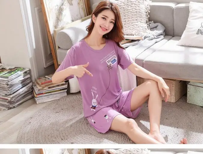 Летний женский пижамный комплект, милые Kwaii hello kitty, пижамы для женщин, плюс размер, пижамный комплект