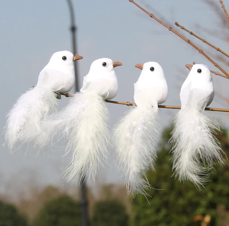 Белая голубь перо искусственная пена любовник мир голубей птичка для домашнего декора моделирование фигурки миниатюрные имитация птицы модель дома