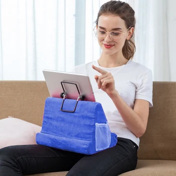 

Soft Supporting Detachable Tablet Holder Pillow Pad with Iron Holder Washable Faux Suede Multi Angle Lap Stand Mobile Bracket