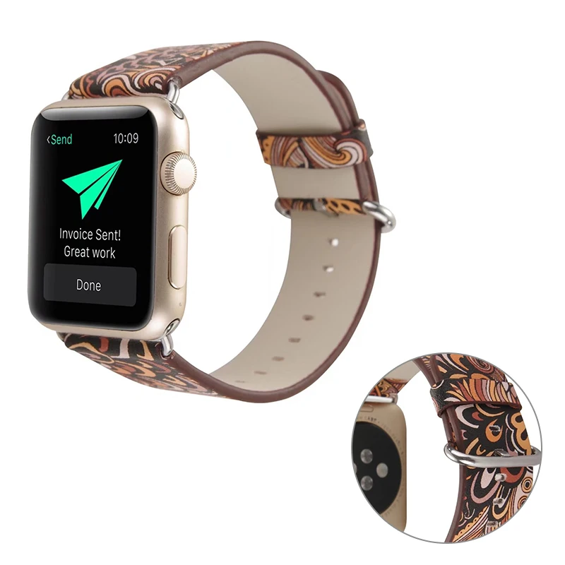 Чехол для Apple Watch 40, 42, 44, 38 мм кожаный чехол для часов серии 5, 4, 3, 2, 1 освежающий цветочный ремешок для часов с китайской росписью