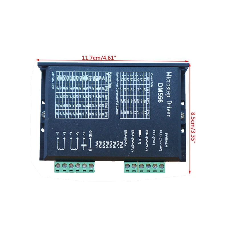 Nema23 42 DM556 Драйвер шагового двигателя 256 подразделение 24-50VDC 4.5A 2-фазный цифровой Драйвер шагового двигателя для станков с ЧПУ