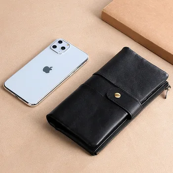 

Long Women's Wallet RFID Fashion Zipper Mobile Phone Bag Men Genuine Leather Clutch Bag