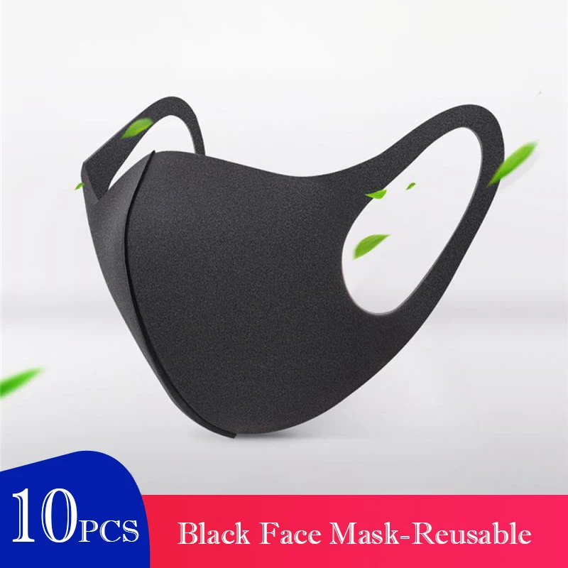 

10 Pcs N95 Black Mask Breathable Sponge Mouth Masks Reusable Anti Flu filter Dust Pollution Bacteria Face Shield FPP2 PM2.5 CE