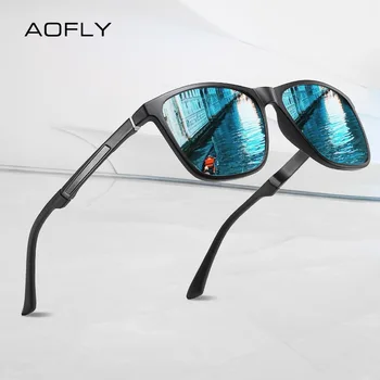 

AOFLY BRAND Polarized Men's Sunglasses Aluminum magnesium Temple Anti-Glare Mirror Lens Driving Square Sun glasses Male UV400