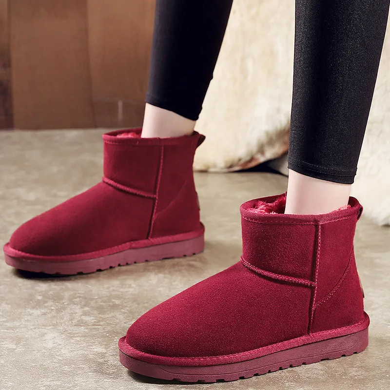 Snow Boots Australia Boots Ladies New Velvet Thick Winter Women's Shoes Leather Warm Snow Cotton Shoes Wild Casual Boots Women - Цвет: 54