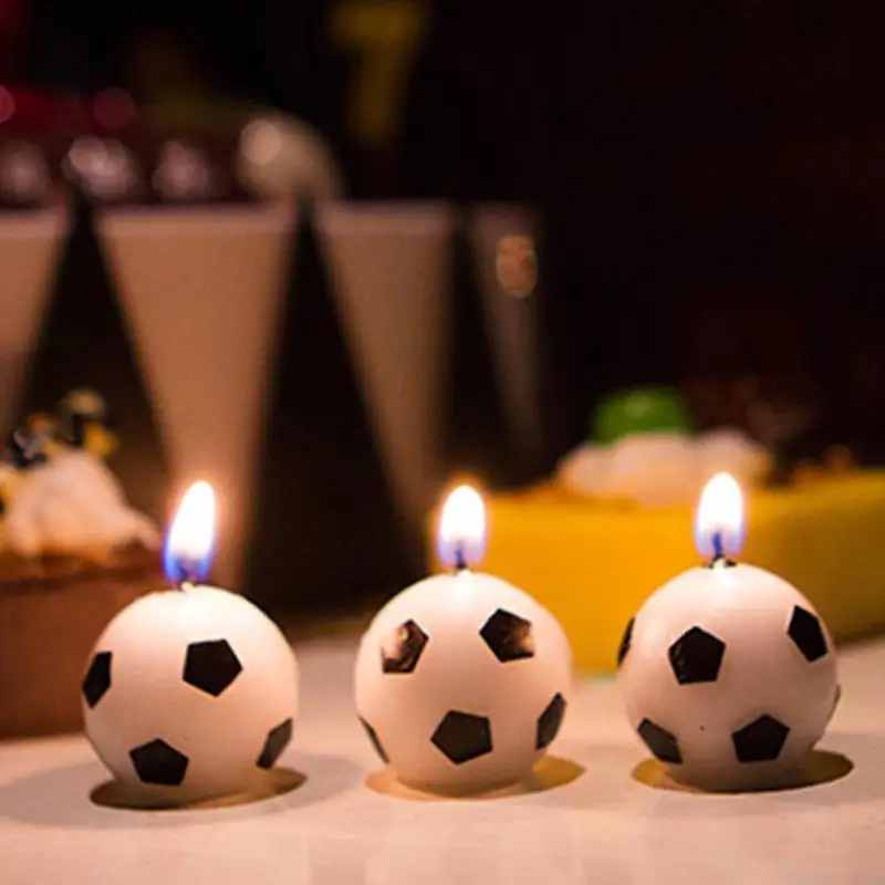 

3Pcs/box new funny Football shape birthday candle cake decor supplies candle soccer candle for birthday cake decor gift