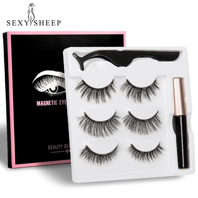 

Magnetic Eyelashs Set Natural long 3D Faux magnet Eyelashes Easy to wear Soft Mink Lashes False Eyelashes for eyelash extension