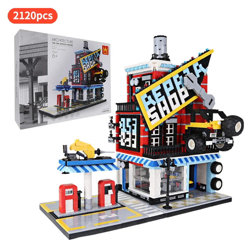 City Architecture Building The Car Service Center Set 2120+pcs Blocks Brick Toy For Children Gift | Игрушки и хобби