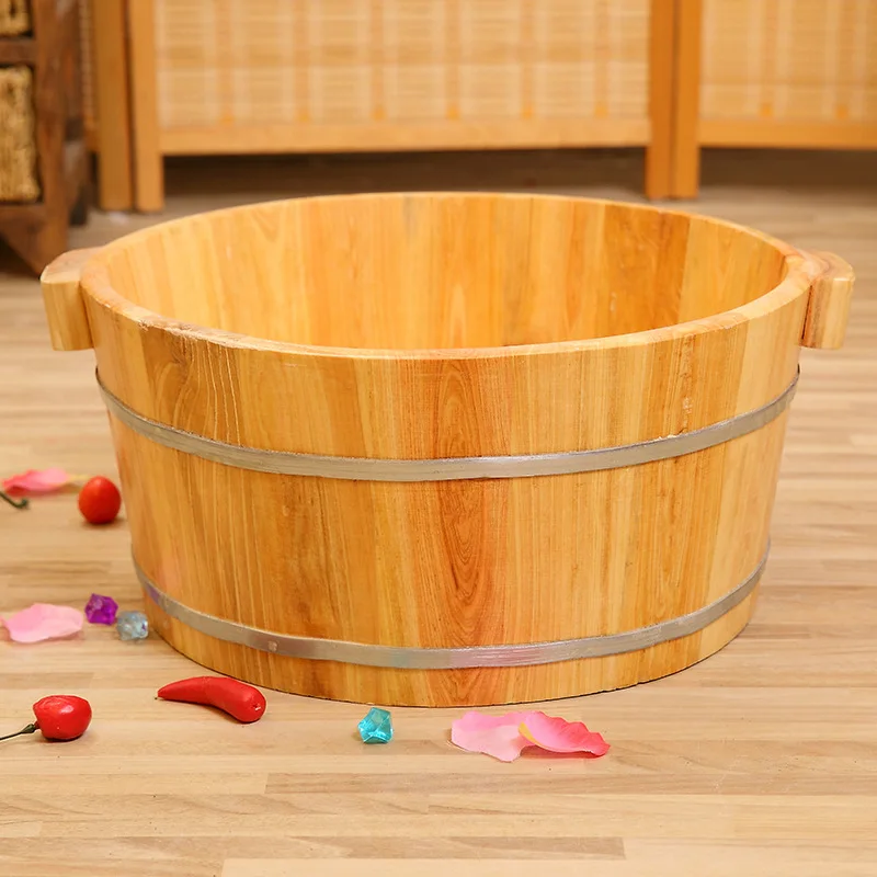 

Cedarwood Fir Wood Foot Bath Wooden Bucket Foot Bath Barrel Tub Tub Feet Send with Massager Thick Household