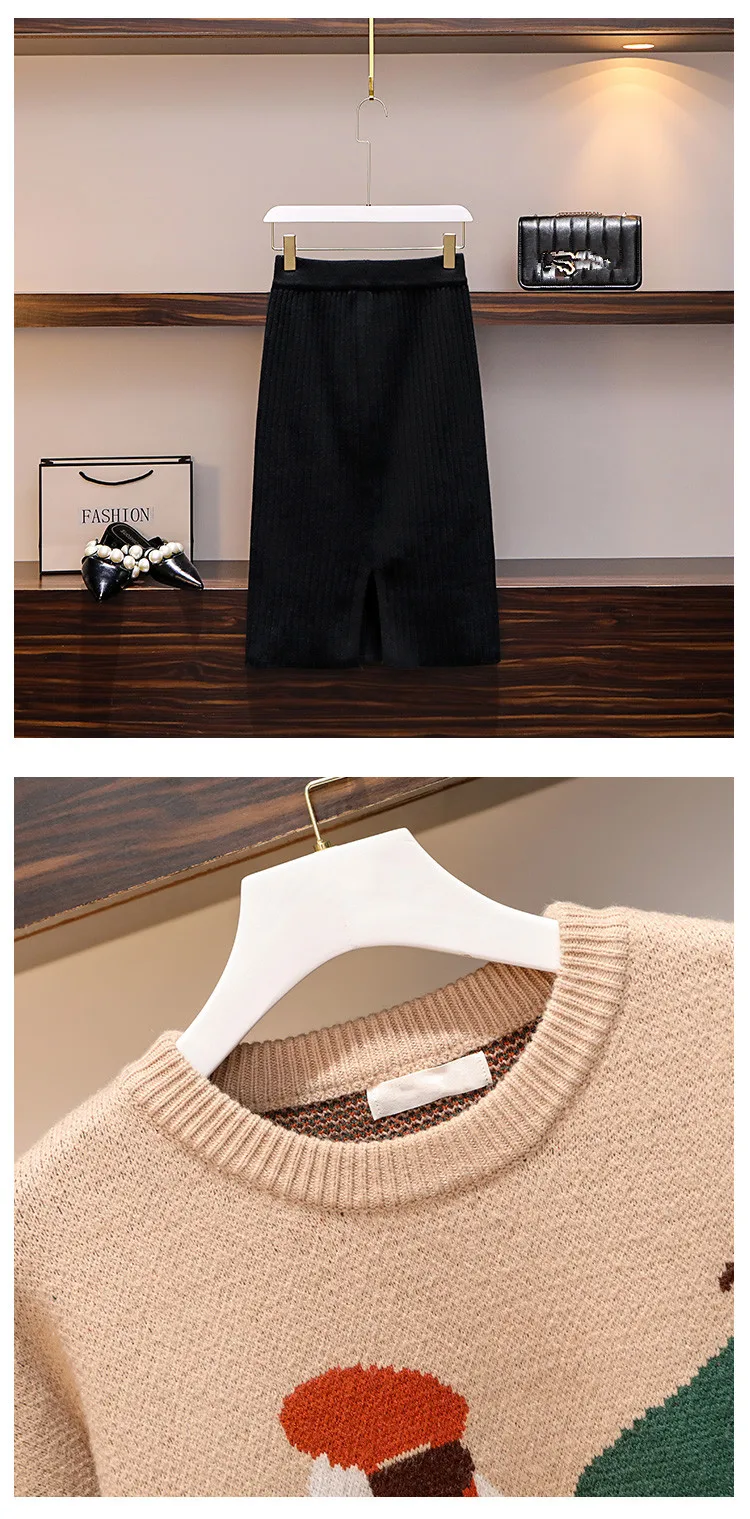 HAMALIEL, Женский комплект из 2 предметов, штаны, размера плюс, Осень-зима, вязаный узор, для девушек, свободный свитер и шерстяные повседневные брюки, костюм