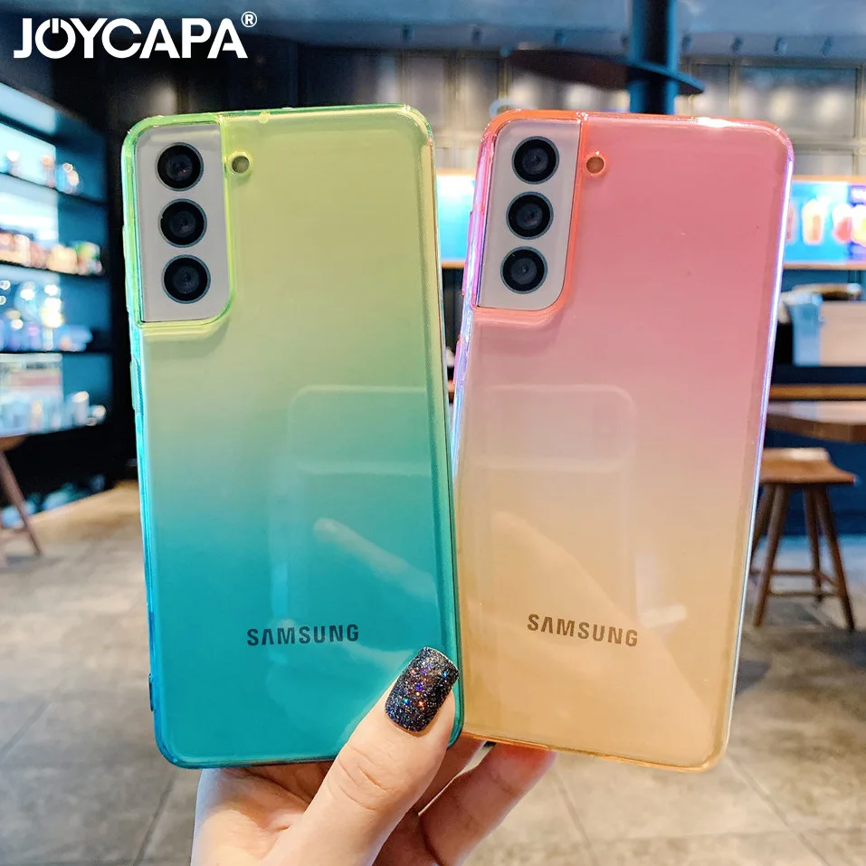 Флуоресцентный градиентный неоновый чехол для Samsung S21 S20 Note 10 Plus 20 Ultra A20 A30S A50 A51 A71