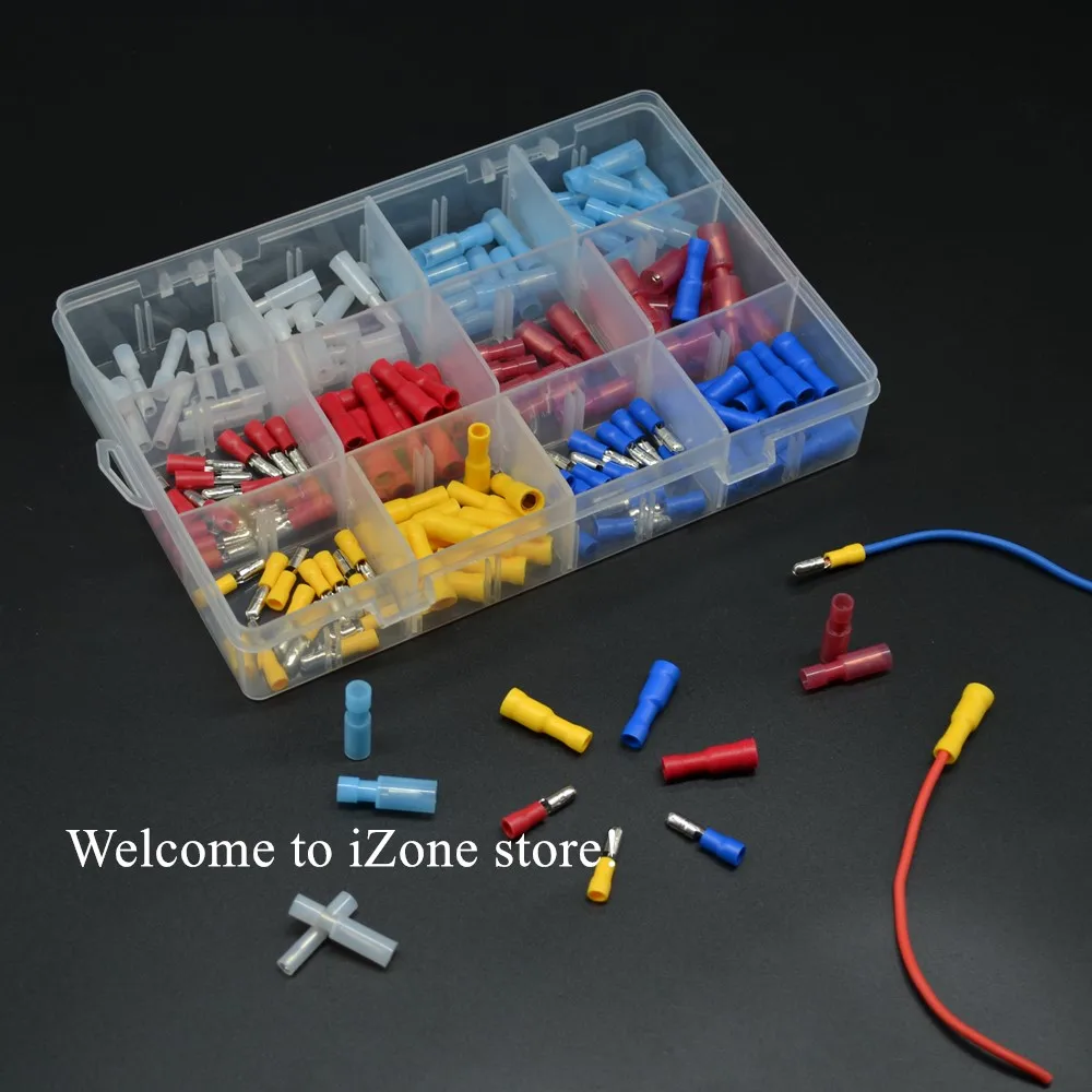

150-Pcs 24-10 AWG Assorted Insulated Mixed Nylon Female Male Bullet Butt Wire Crimp Terminals Connector Assortment Kit
