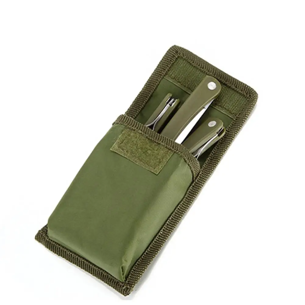 Portable Mini Cutlery Set Outdoor Hiking Tools Folding Cutlery Set Camping Picnic Stainless Steel Spoon Cutlery Tableware Set - Цвет: Green