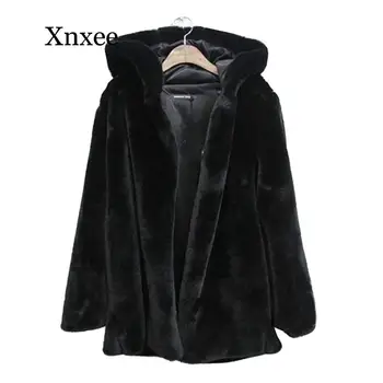 

Women Warm Coat Jacket female coat winter Hooded long-sleeve Faux Fur female coat parka