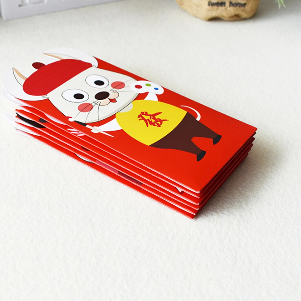 6 шт крысиный год Amimal красный конверт для заполнения денег Китайская традиционная хунбао Новогодний подарок счастливые деньги пакеты конверт