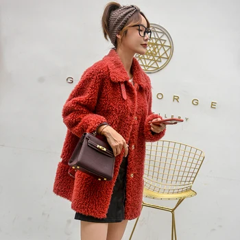 

Fur Wool 100% Jacket Real Korean Solid Coat Female Autumn Jackets for Women 2020 Sheeep Shearing Coat Roupas Femeninas Zjt574