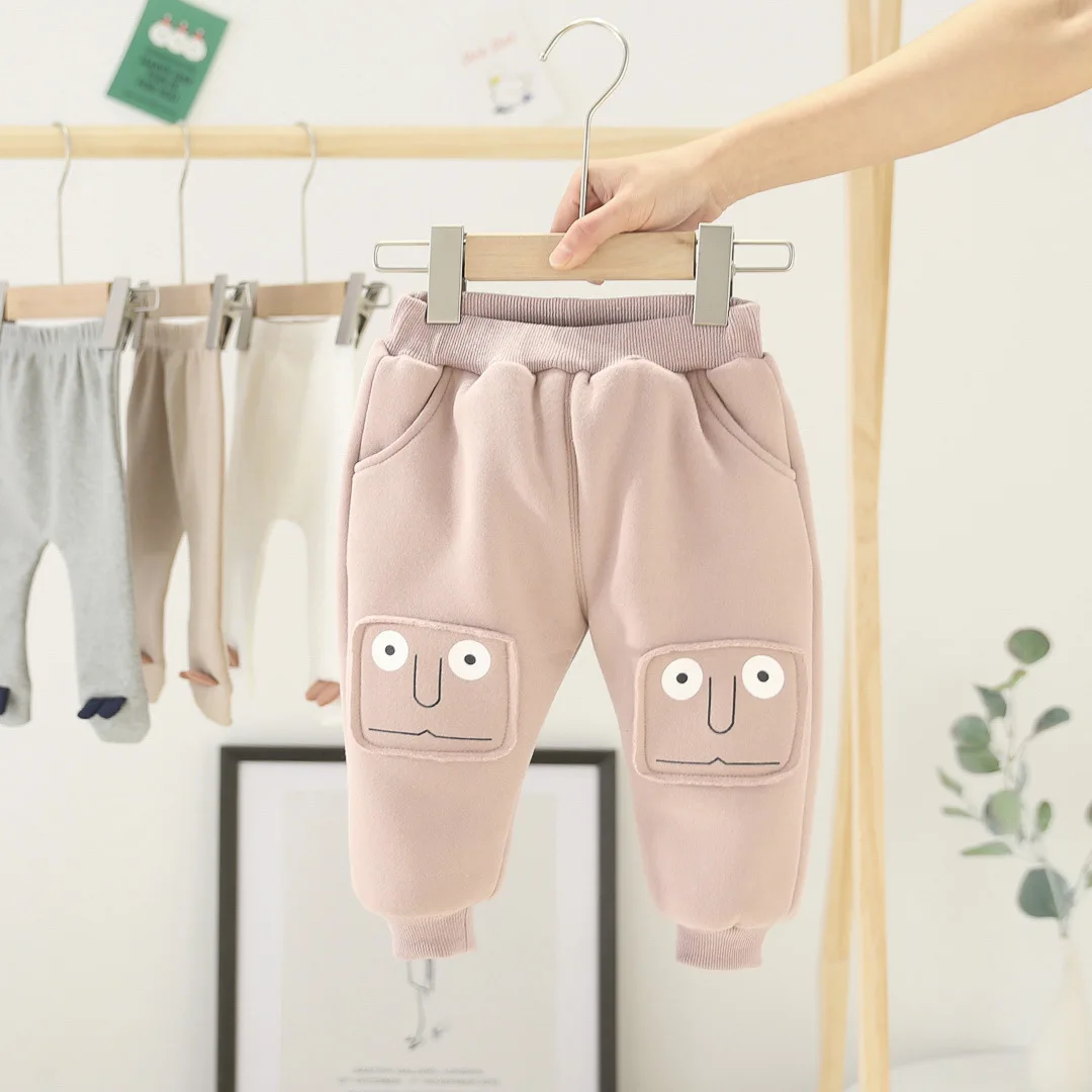 pink Г. Детские плюшевые и утепленные повседневные штаны с героями мультфильмов для мальчиков и девочек - Цвет: pink