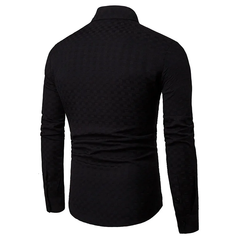 Мужская повседневная однотонное с длинным рукавом рубашка Slim Fit Мужская одежда для бизнеса рубашка брендовая мужская одежда мягкая удобная плюс размер