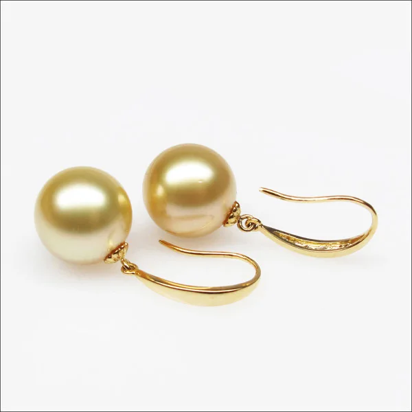 

ry00240 LUXURY!ROUND GOLDEN! NATURAL SOUTH SEA PEARL, EARRINGS