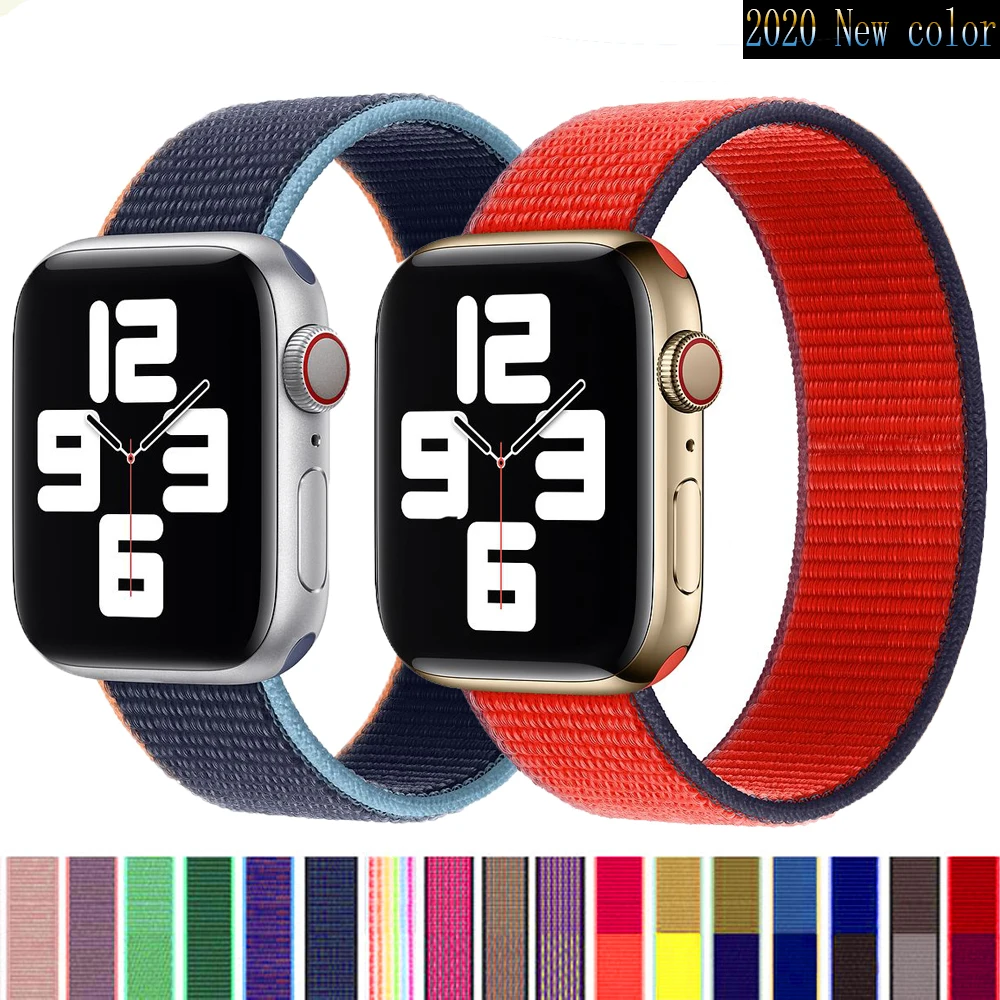 

Sport Strap for Apple Watch band 44mm 40mm 42mm 38mm Nylon loop wristband bracelet correa for iWatch series 6 5 4 3 SE