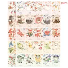 Открытки в коробке мягкие милые маленькие дворики, ручная роспись акварельные буквы влюбленных поздравительная открытка животное маленькая свежая открытка