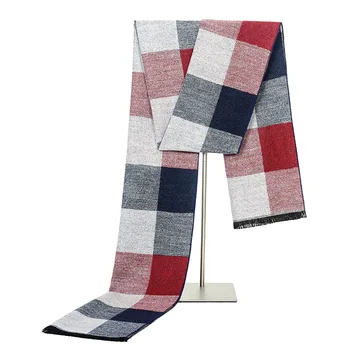 

New autumn and winter men's scarf business all-match brushed silk plaid warm scarf men winter scarf