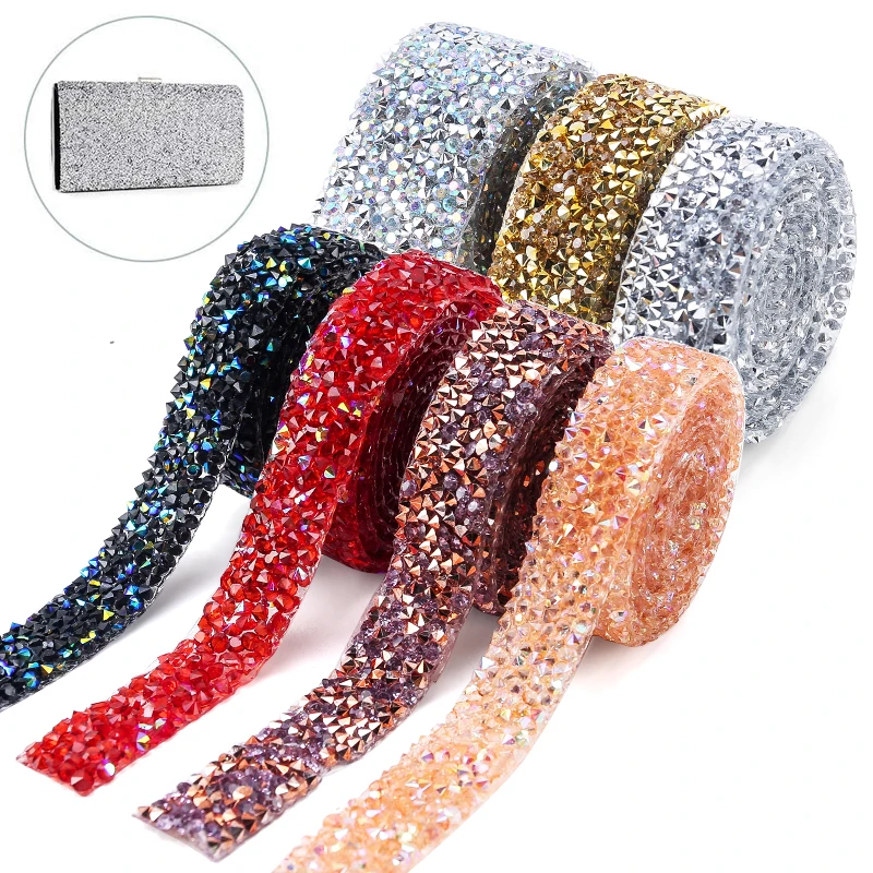 4 Colors Self-adhesive Rhinestones Trim Glitter Crystal Tape Strass Ribbon  Chain For DIY Crafts Bags Shoea Clothing Decorations - AliExpress