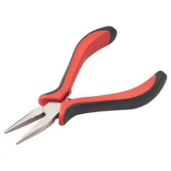 

1pc Jewelry Pliers, Pointed Chain-nose Pliers, Ferronickel, Metal & Red Black Rubber Grip, 130mm long