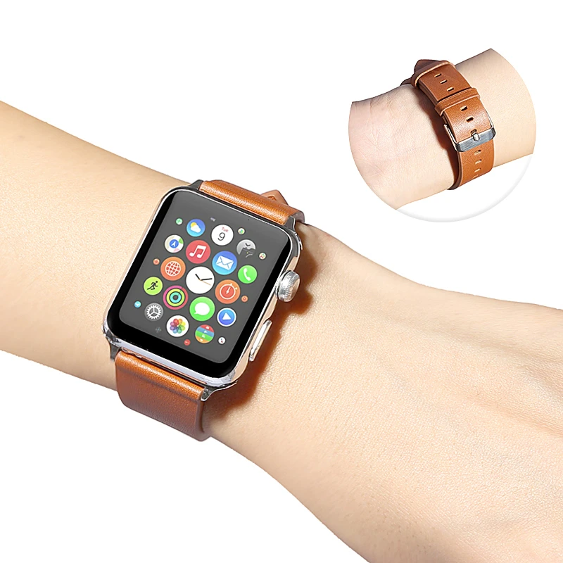 Модный ремешок из воловьей кожи для apple watch series 5 4 3 2 1 ремешок 44 мм для iwatch 38 мм 42 мм браслет умные аксессуары на запястье