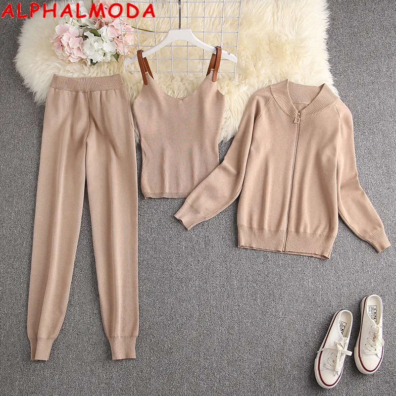 ALPHALMODA новый зимний костюм из 3 предметов вязаный кардиган на молнии