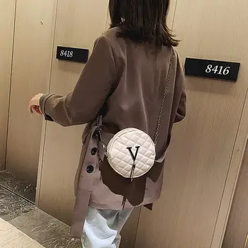 

PU Leather Women Crossbody Bag Casual Chain Purse Zipper Round Shoulder Small Messenger Bag Fashion Girl Handbags