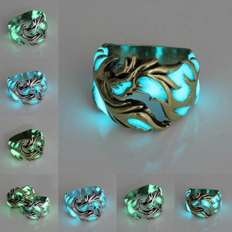 Glow In The Dark Rings Luminous Dragon Rings For Men Women Ring Party Gift Jewelry
