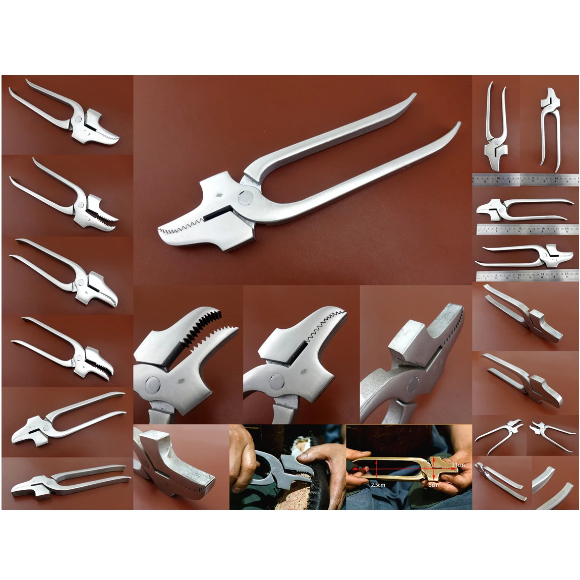 1pc 8.4&rdquo; Leather Craft Shoemaker Cobbler Saddlers Pincers Lasting Hammer Pliers Tool-Knife Cutter Punch Chisel Pricking Iron