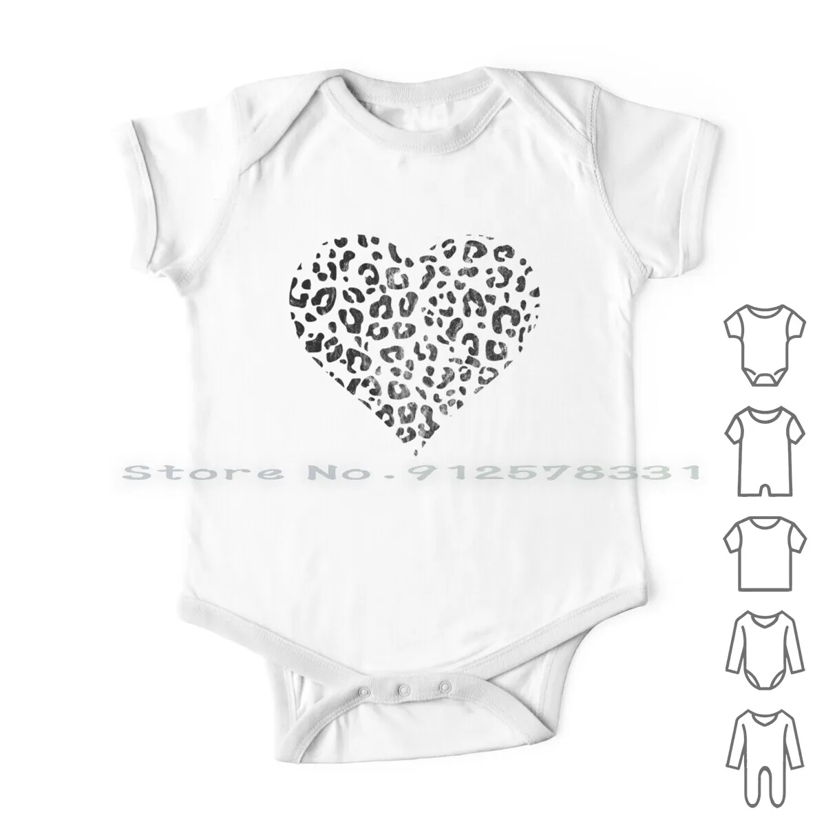 

Distressed Black Cutout Leopard Print Heart Newborn Baby Clothes Rompers Cotton Jumpsuits Leopard Heart Leopard Heart Vintage