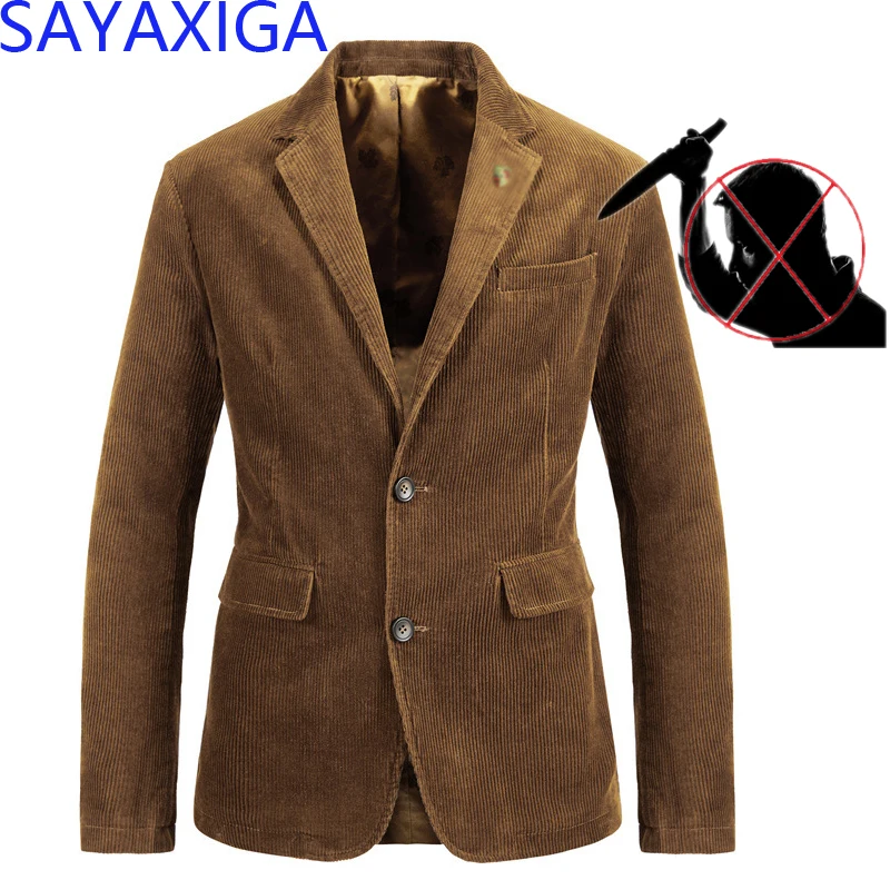 

New Self defense Tactical Gear Stealth Anti Cut blazer Knife Cut Resistant Jacket Stab Proof Clothing Cutfree Corduroy Blazer4XL