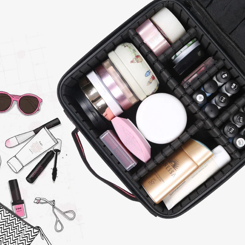 Makeup Case Brand Travel Cosmetic Bag For Women's Portable Beauticia Female Make Up Storage Box Nail Tool Suitcases makeup organizer,cosmetic bag,cosmetic storage bag,toiletry bag,makeup bag,cosmetic case