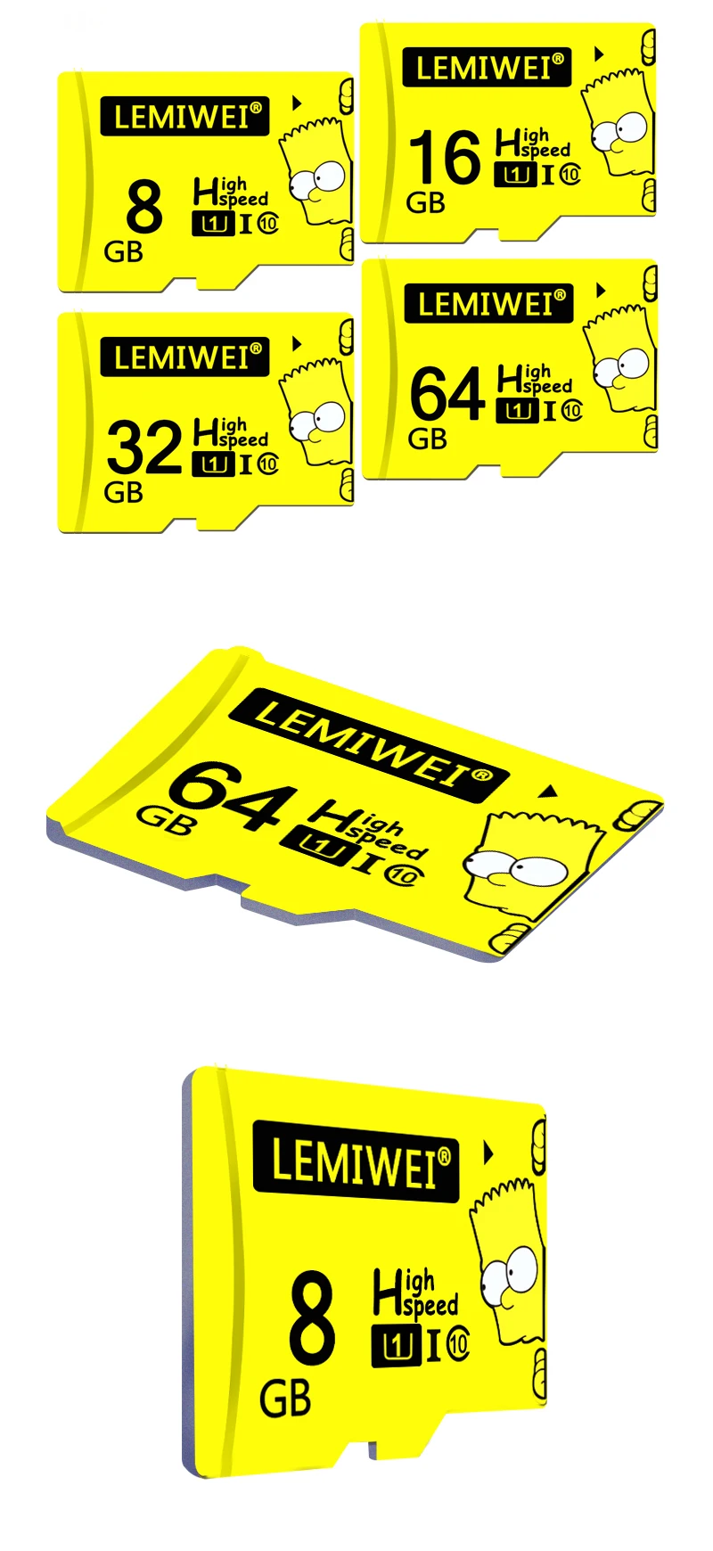 Lemiwei Bart Simpson Top Quality TF Card 8GB 16GB 64GB Class 10 Waterproof The Simpson Memory Card 32GB For Phone