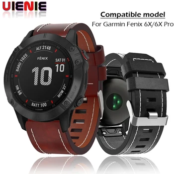 

26mm Quick Release for Garmin Fenix 6X Pro leather wristband Easy fit for Garmin Fenix 3/3 HR Fenix 5X 5X Plus watch strap
