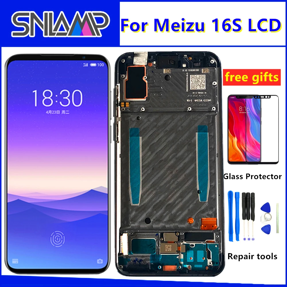 Супер AMOLED 6," ЖК-дисплей для Meizu 16s сенсорный экран дигитайзер с рамкой Snapdragon 855 для Meizu 16s ЖК-экран