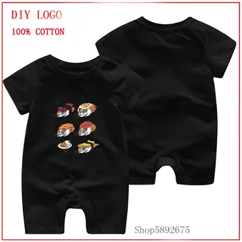 

Summer New Style Short Sleeve Boy Baby Romper natural Cotton Newborn Body Suit Baby Pajama Boys Guinea Pig Sushi Nigiri Rompers