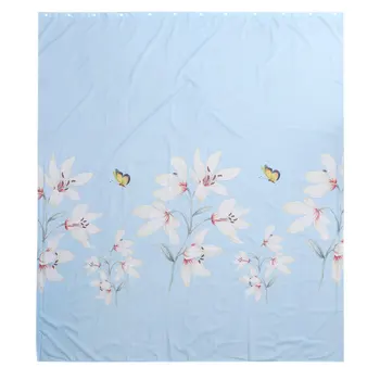 

1Pc Creative Printing Shower Curtain Flower Pattern for Bathroom Use (Sky-blue)