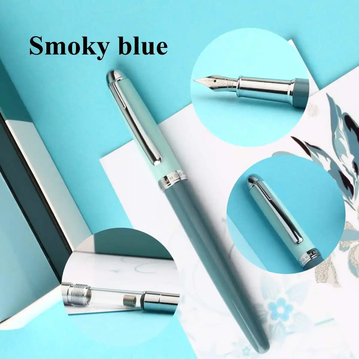 smoky blue Moonman Молодежная авторучка F 0,5 мм перьевая металлическая ручка для письма с чернилами подарки для студентов друзей семьи - Цвет: smoky blue