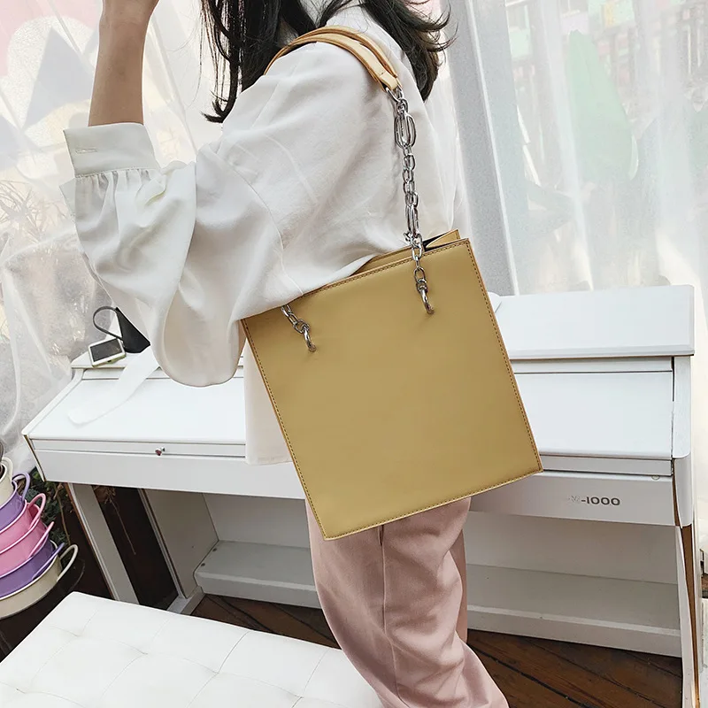 

One-Shoulder Pu Big Bag Women's 2019 New Style Fashion Korean-style Versatile Simple Fashion Handbag Hong Kong Style Retro Tote