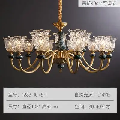 Европейские люстры нордическая медь гостиная столовая Led подвесное освещение Новая роскошная хрустальная спальня отель Вилла дом деко лампа - Цвет абажура: 15 Heads